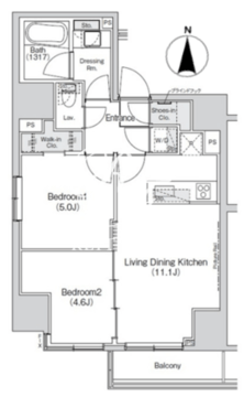 ベルビュー新橋 1501 間取り図