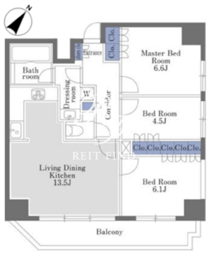 ドゥーエ日本橋 1304 間取り図