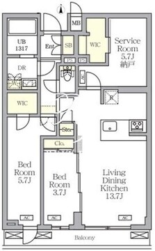 アジールコート都立大学 402 間取り図