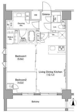 ザ・パークハビオ恵比寿プレイス 705 間取り図