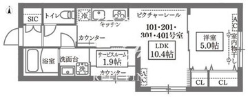 ココキューブグランデ学芸大学 201 間取り図