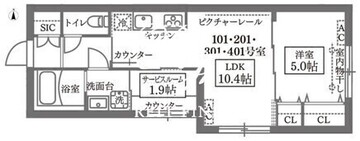 ココキューブグランデ学芸大学 401 間取り図