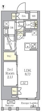アジールコート王子 202 間取り図