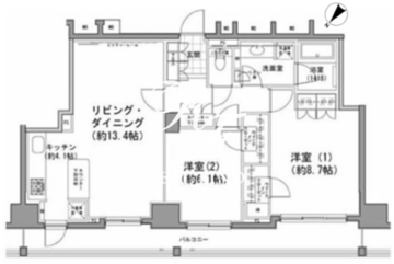 パークハビオ八丁堀 1202 間取り図