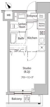 カーサスプレンディッド日本橋水天宮 1202 間取り図