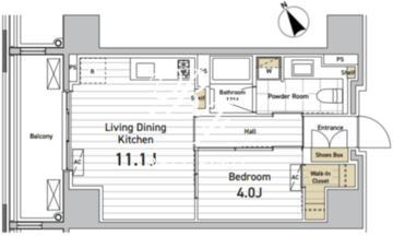 アスプライム八丁堀 1002 間取り図