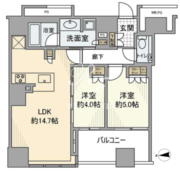 クラッシィタワー新宿御苑 9階57.20㎡ 間取り図