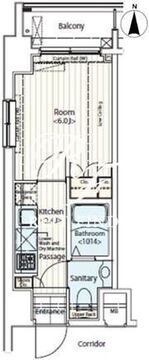 ドゥーエ新富町 303 間取り図