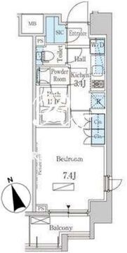 パークアクシス芝浦 805 間取り図