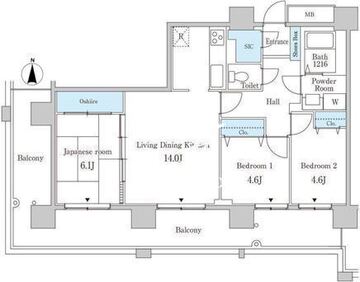 セルリアンホームズ勝どき 1106 間取り図