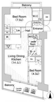 コンフォリア芝浦バウハウス 1006 間取り図