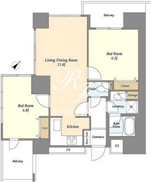 プラザタワー勝どき 1112 間取り図