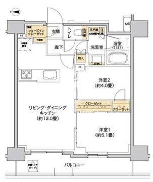 リビオメゾン西麻布 802 間取り図