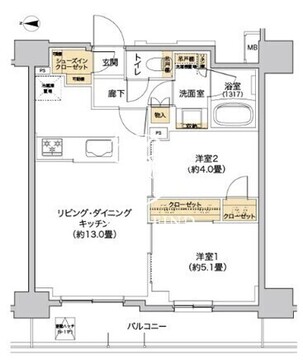 リビオメゾン西麻布 1002 間取り図