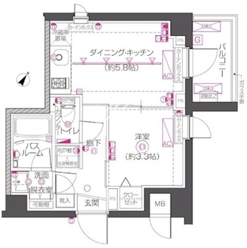 ズーム下丸子 206 間取り図