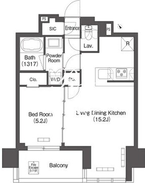 コンフォリア芝浦MOKU 502 間取り図