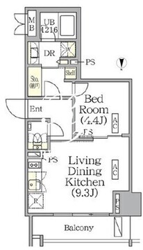 ザ・パークハビオ神楽坂レジデンスサウス 416 間取り図
