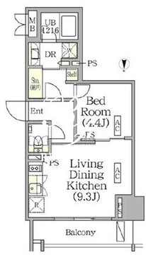 ザ・パークハビオ神楽坂レジデンスサウス 816 間取り図
