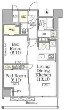 ザ・パークハビオ神楽坂レジデンスサウス 1002 間取り図