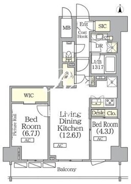 ザ・パークハビオ神楽坂レジデンスサウス 1005 間取り図