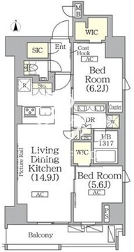 ザ・パークハビオ神楽坂レジデンスサウス 1012 間取り図