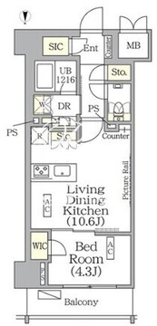ザ・パークハビオ神楽坂レジデンスサウス 1023 間取り図