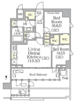 ザ・パークハビオ神楽坂レジデンスサウス 1027 間取り図