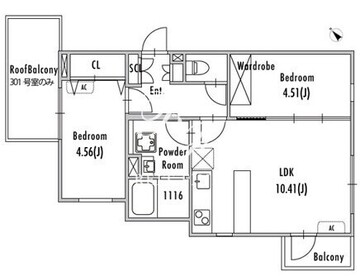 グランパセオ池尻大橋 401 間取り図