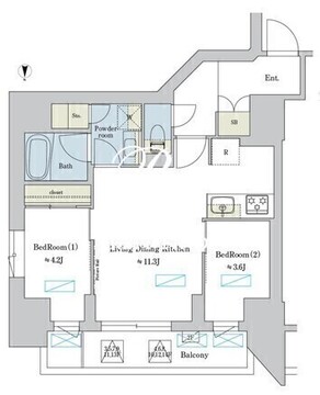 ブリリアイスト浅草 1204 間取り図