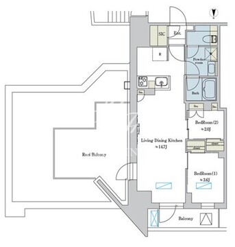 ブリリアイスト浅草 1503 間取り図