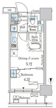 パークアクシス両国スクエア 402 間取り図