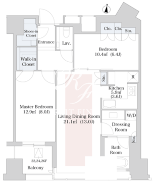 セントラルパークタワー・ラ・トゥール新宿 2514 間取り図