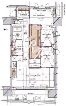 ブランシエスタ浅草蔵前 1306 間取り図