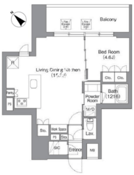 バウスフラッツ蔵前 201 間取り図