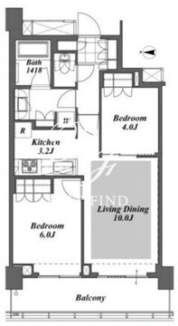 ブリリアイストタワー勝どき 16階53.75㎡ 間取り図