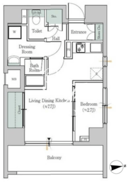 ワンルーフフラット戸越 1001 間取り図