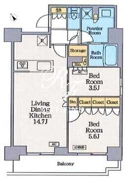 クレストコート門前仲町 1502 間取り図