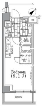 ワンルーフフラット月島 510 間取り図