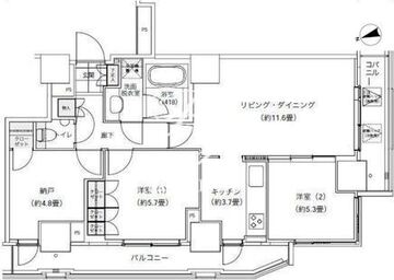 パークキューブ愛宕山タワー 1102 間取り図