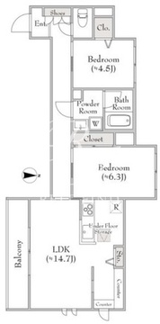 ベレオ三軒茶屋 105 間取り図