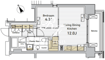 アスプライム八丁堀 1006 間取り図
