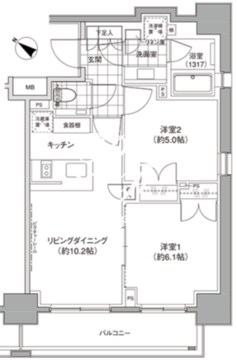 パークハビオ人形町 1108 間取り図