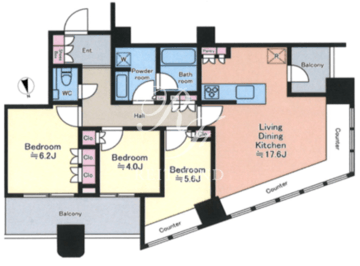 パークタワー勝どき S-3911 間取り図