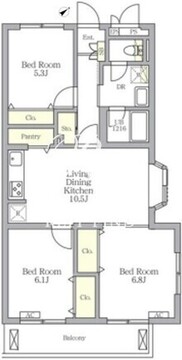 メゾンカルム中落合ノース 201 間取り図