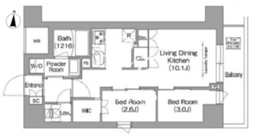 コンフォリア・リヴ南品川 601 間取り図