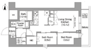 コンフォリア・リヴ南品川 801 間取り図