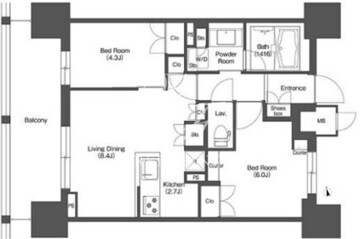 リーブルグラント西新宿 E-903 間取り図