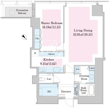 ラ・トゥール新宿ファースト 1901 間取り図