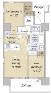 シティハウス巣鴨 1001 間取り図