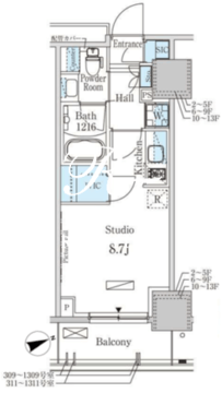 パークアクシス赤塚 709 間取り図